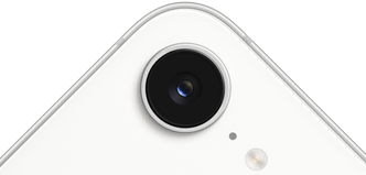 iPhone 17e, ภายนอกด้านหลังบางส่วน, สีขาว, กล้อง Fusion ที่ด้านบน