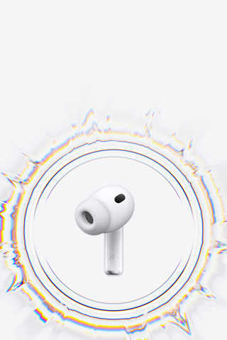 หูฟังไร้สาย AirPods Pro 3 พร้อมจุกซิลิโคนโอบล้อมด้วยวงแหวนระลอกคลื่นเสียง