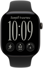 Apple Watch Series 12, ตัวเรือนอะลูมิเนียม, สีดำ, หน้าปัดนาฬิกางานศิลปะที่ปรับเปลี่ยนได้เอง, สายแบบ Sport Band, สีดำ