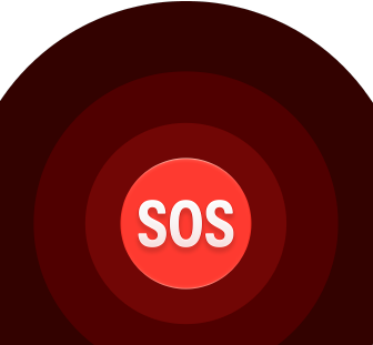 ไอคอน SOS ฉุกเฉิน, วงกลมสีแดงที่ซ้อนกันหลายชั้นซึ่งมีตัวอักษร SOS สีขาวอยู่ตรงกลาง