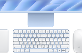 Magic Keyboard พร้อม Touch ID, สีฟ้า, Magic Trackpad และ Magic Mouse
