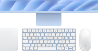 Magic Keyboard พร้อม Touch ID, สีฟ้า, Magic Trackpad และ Magic Mouse