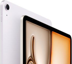 iPad Air, สีม่วง, ภายนอกด้านหน้า, ภายนอกด้านหลัง, กล้องหลังไวด์ 12MP ที่มุมบนซ้าย