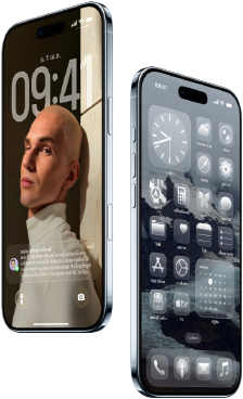 อุปกรณ์ iPhone Air จำนวน 2 เครื่อง, ภายนอกด้านหน้า, ภายนอกด้านข้าง, รูปทรงที่บาง, หน้าจอล็อค, คุณสมบัติระบบอัจฉริยะด้านภาพขณะกำลังใช้งาน
