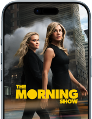 หน้าจอด้านหน้าของ iPhone Air แสดงซีรีส์ Apple TV+ เรื่อง The Morning Show