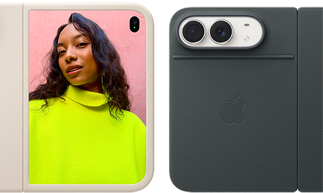 iPhone Duo, พับปิดอยู่, จอภาพภายนอกแสดงการแจ้งเตือน Siri AI ที่ระบุการอัปเดตปฏิทิน