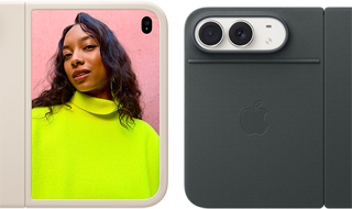 iPhone Duo, พับปิดอยู่, จอภาพภายนอกแสดงการแจ้งเตือน Siri AI ที่ระบุการอัปเดตปฏิทิน