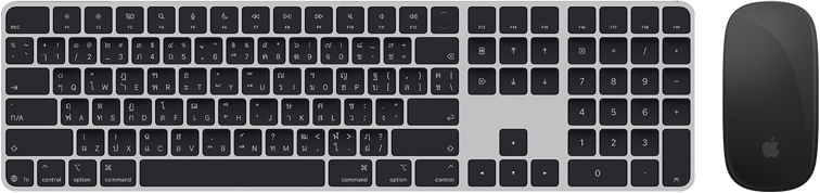 มุมมองด้านบนของ Magic Keyboard พร้อม Touch ID และ Magic Mouse